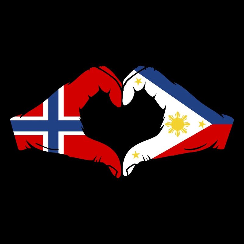 Norvège Philippines Drapeau Mains Coeur Forme
