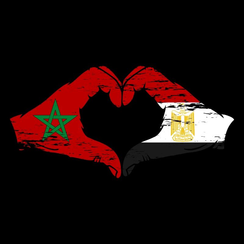 Drapeau du Maroc de l’Égypte mains en forme de coeur utilisé