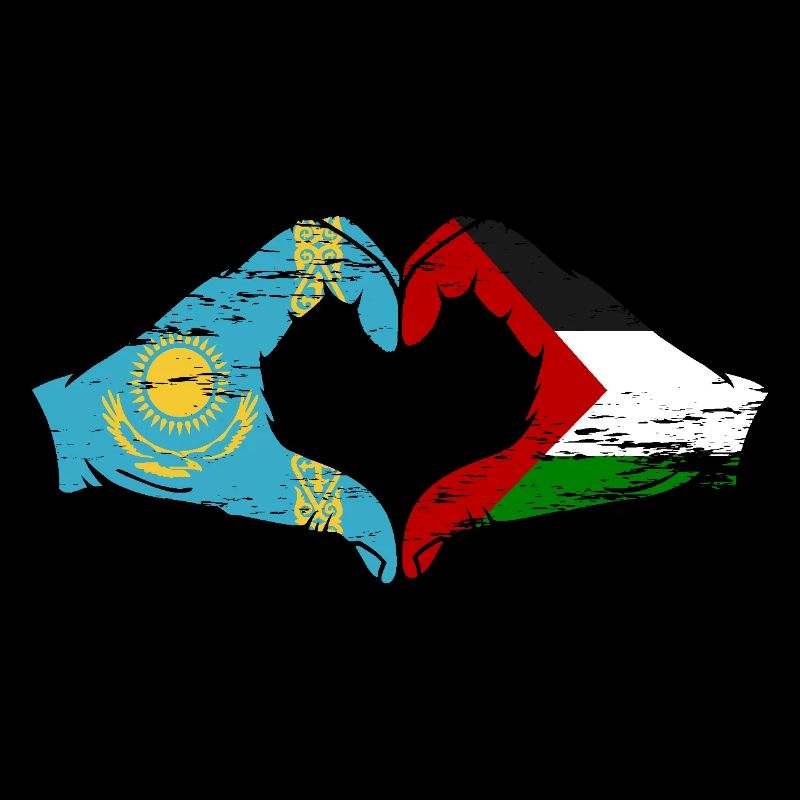 Kazakhstan Palestine drapeau mains forme de coeur utilisé