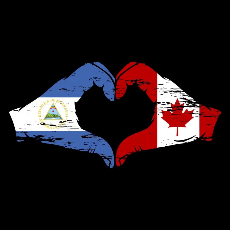 Nicaragua Canada drapeau mains forme de coeur utilisé
