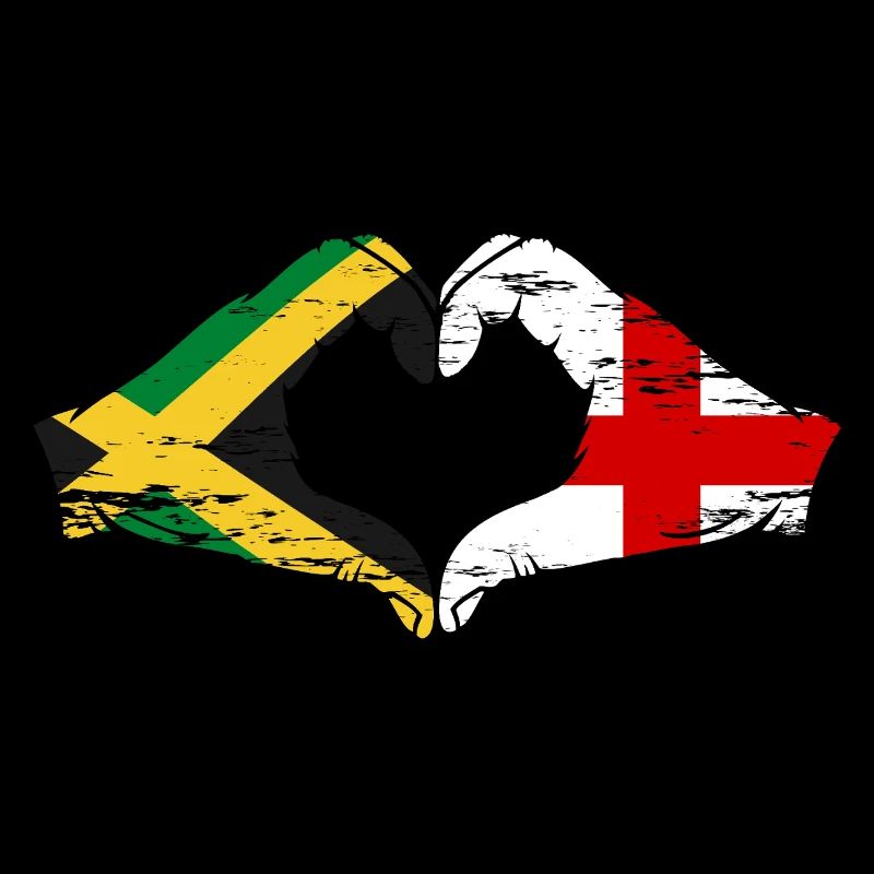 Jamaïque Angleterre Mains Forme Coeur Utilisé