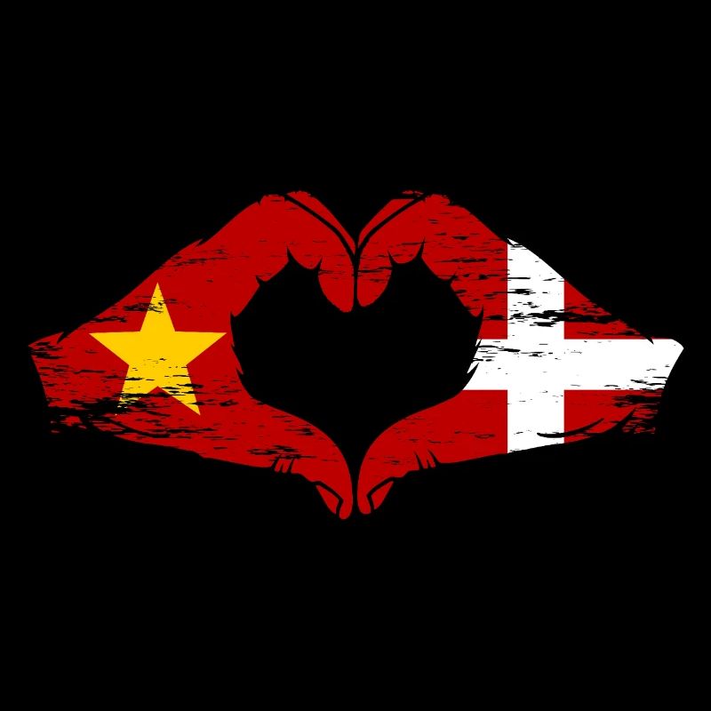 Vietnam Danemark drapeau mains forme de coeur utilisé