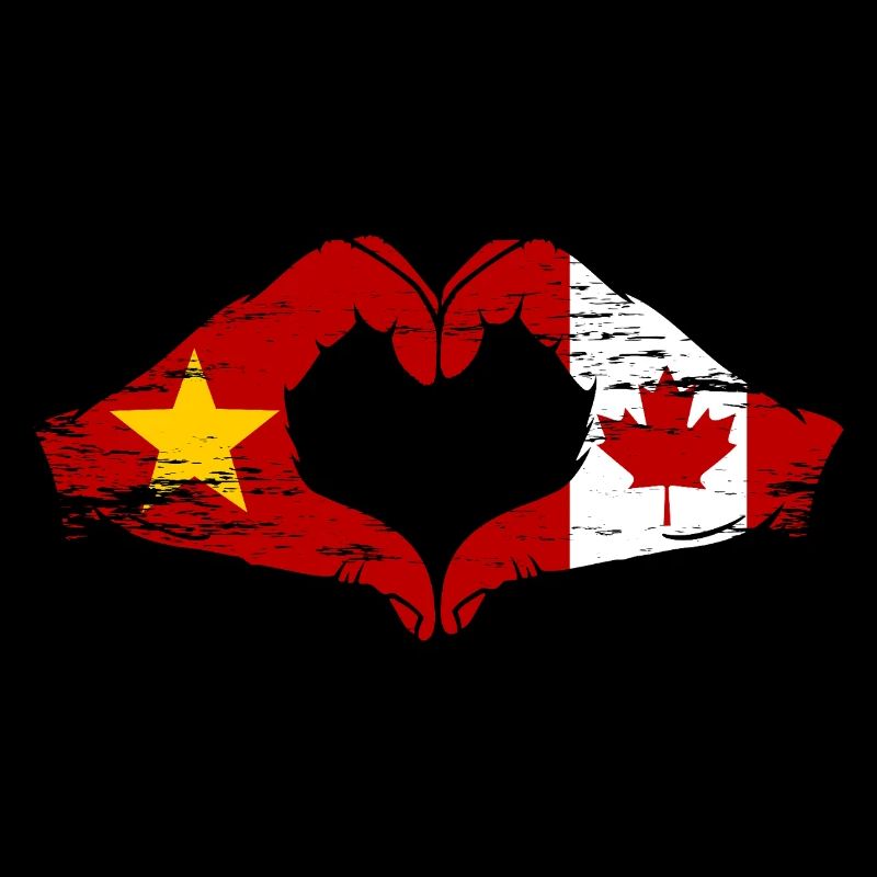 Vietnam Canada drapeau mains forme coeur utilisé