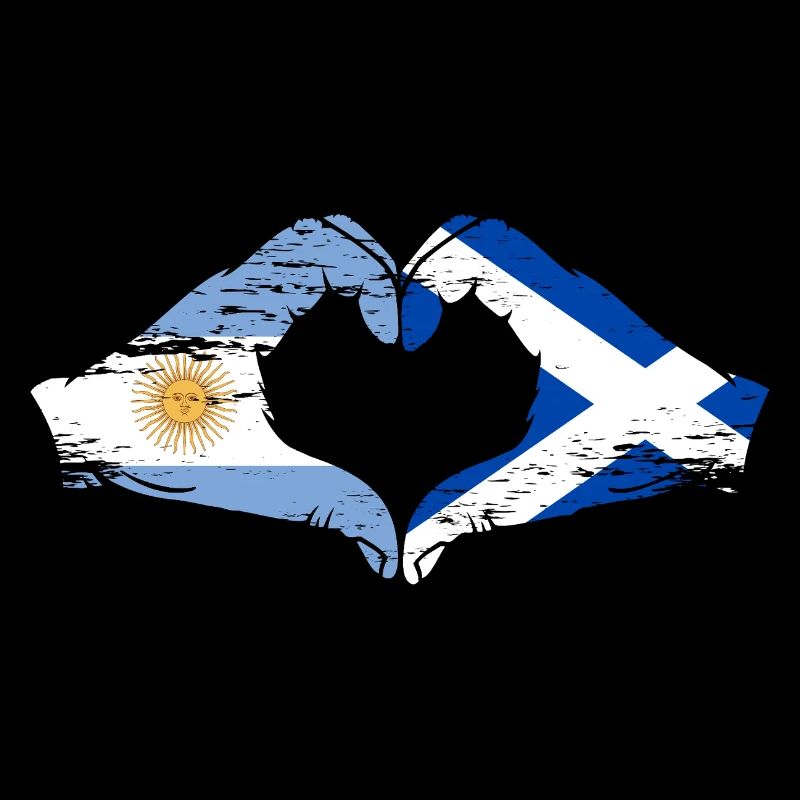 Argentine Ecosse drapeau mains forme de coeur utilisé