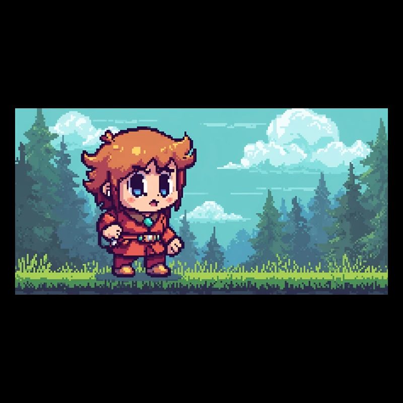 Pixelheld im Waldabenteuer Gaming Szene