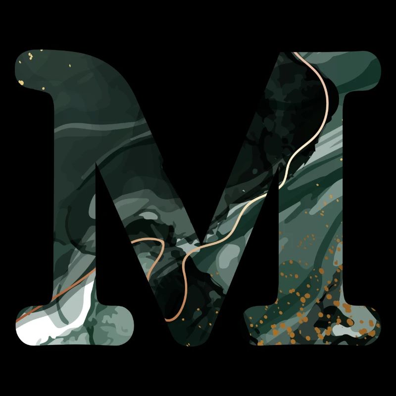 Lettre m marbré vert