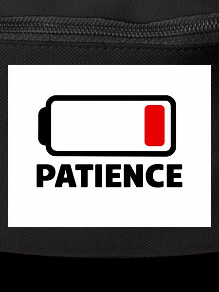 PATIENCE Batterie Icon mit Schrift