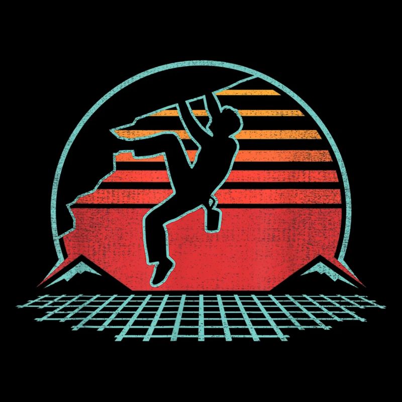 Retro Design Rock climbing climber