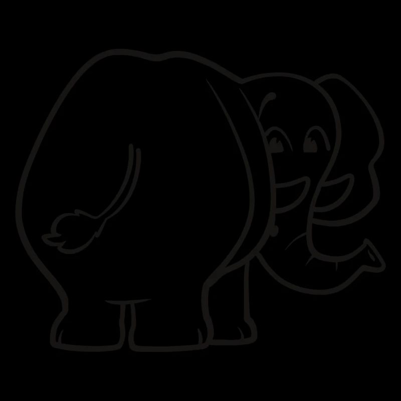 Elephant from behind - surprised, frightened, oops