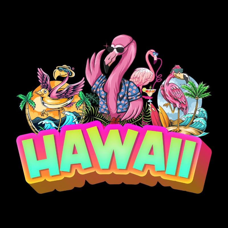 Hawaii Summer Flamingo Palm Tree Beach Ocean Vacation