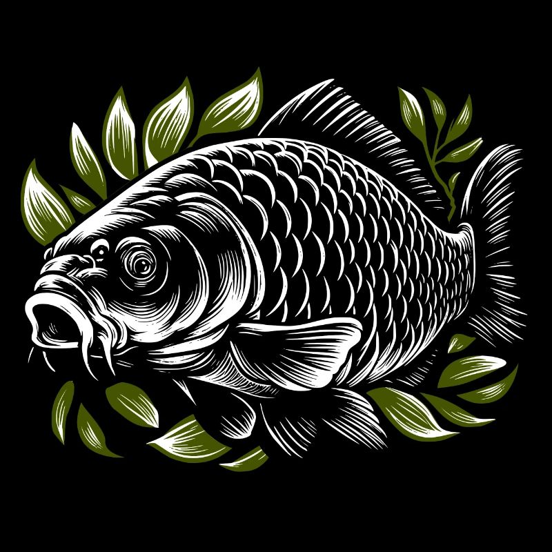 Carpe dans l’herbe noir-vert