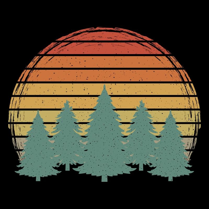 Sunset Forest Vintage Trees Grunge Tree Retro Nature