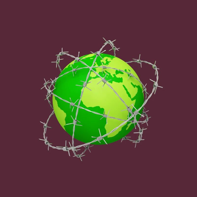 planet earth barbed wire 3D globe