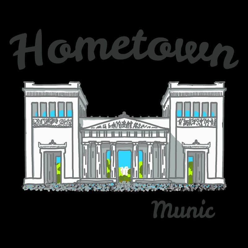 Munich Hometown, Bavaria, Hand Drawing Propylaea