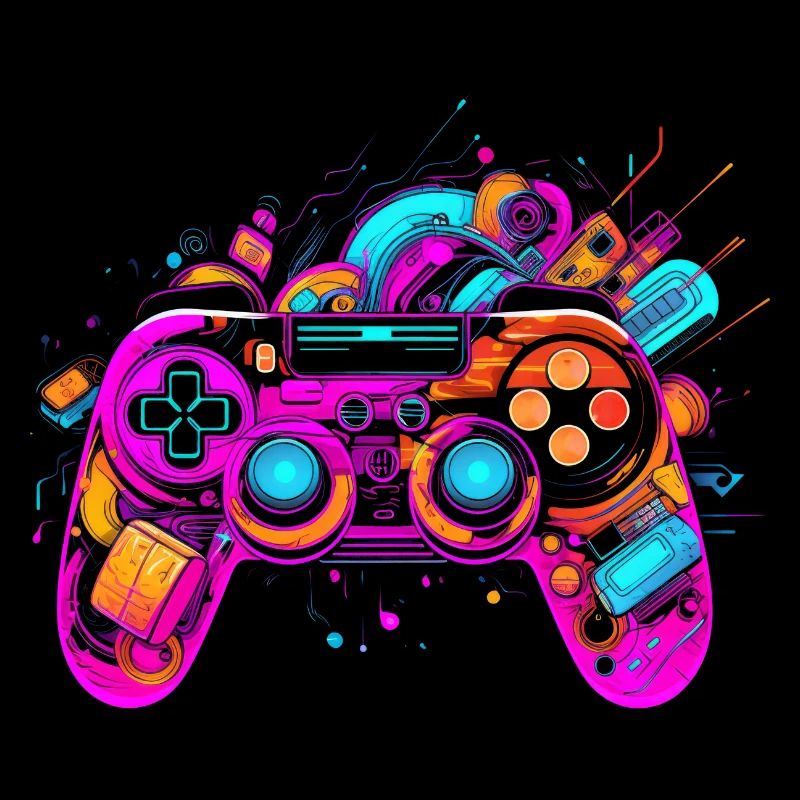 Color Explosion Controller: Gaming Vibes Art