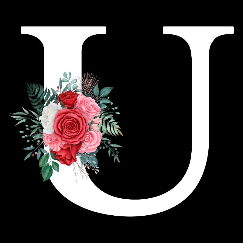 Roter floraler U-Buchstabe