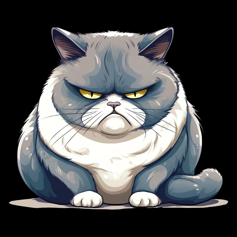 Dicke, mürrische Katze