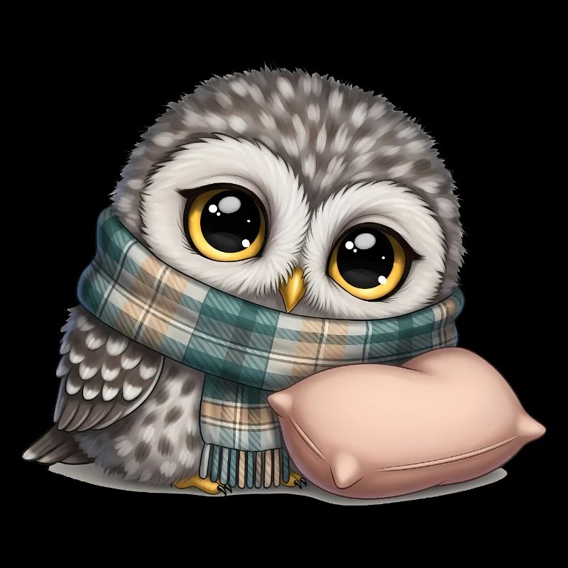 Hibou avec écharpe et oreiller