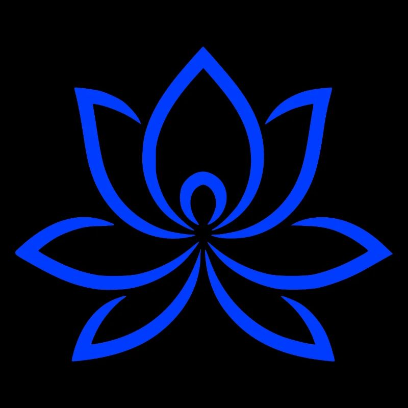 Éventail de Lotus Bleu à la Ligne Fleur Fleur Fine