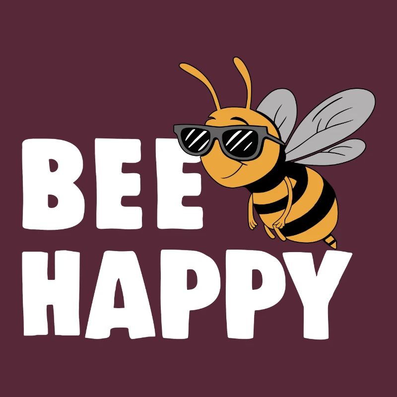 Funny bee with saying Bee Happy