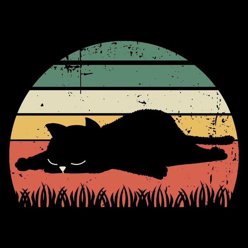 Coucher de soleil rétro chat