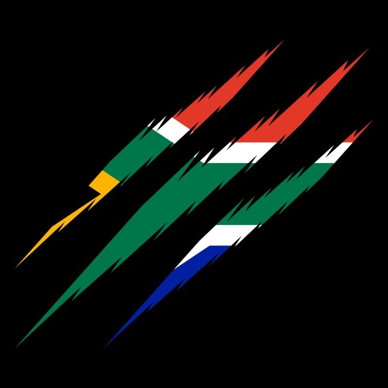 Drapeau de l'Afrique du Sud, griffe coupée, griffe