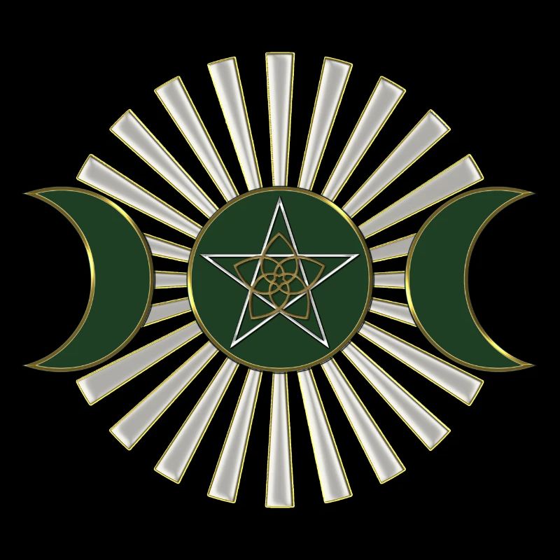 Moon - Pentagram - Venus flower - green