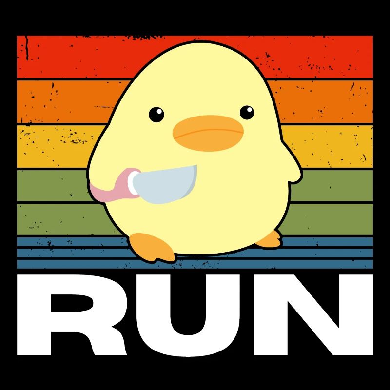 Run duck with knife meme funny saying vintage