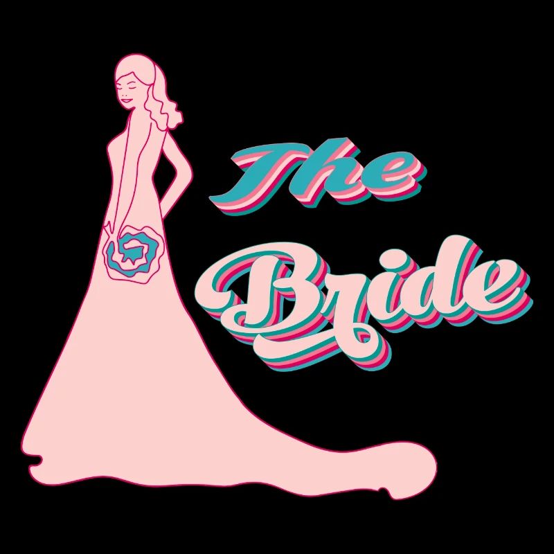 the bride retro pink typographie and silhouette