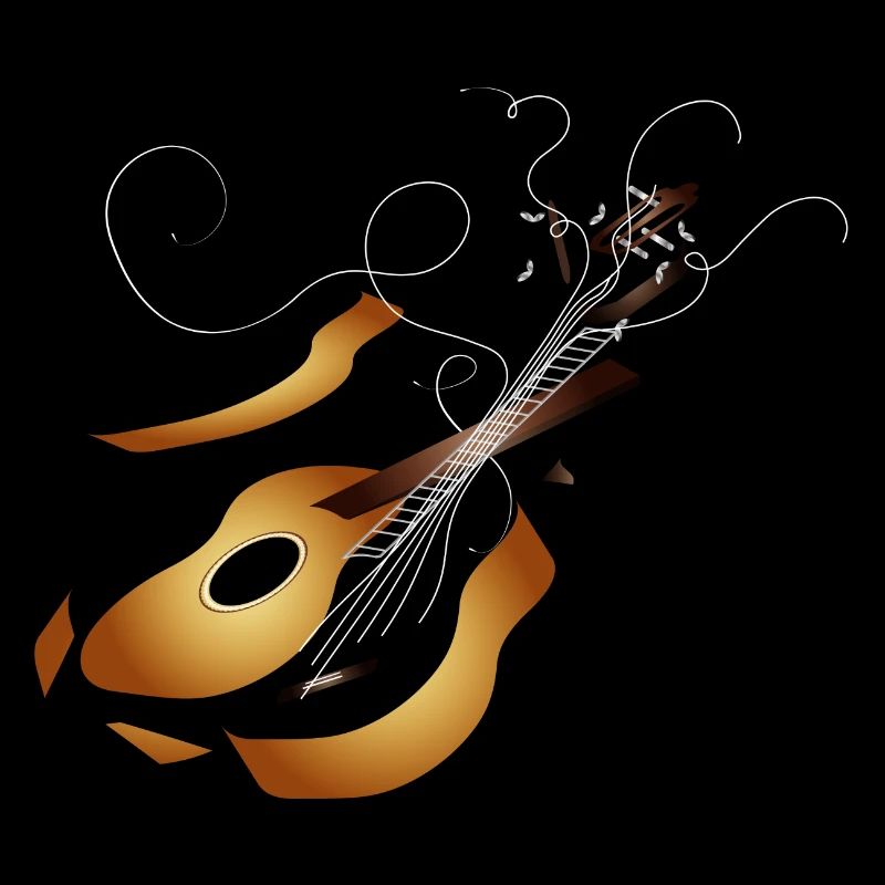 guitare acoustique 3D détruite dans des tons chauds