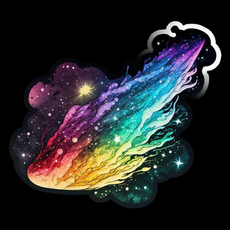 Regenbogen-Komet: Ein farbenfrohes Design-Erlebnis