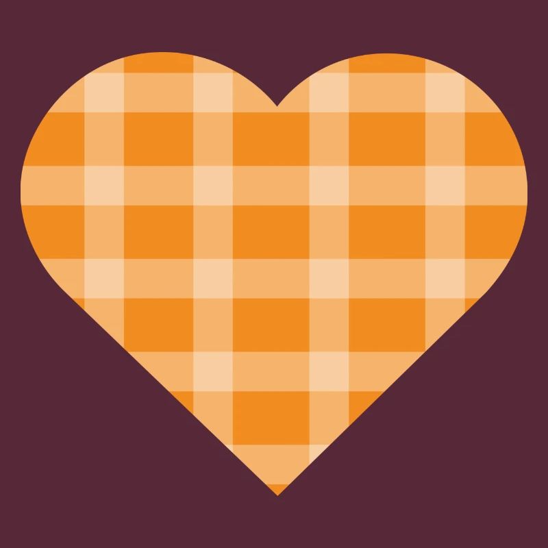 Bright Orange Pastel Checkered Pattern Cute Heart