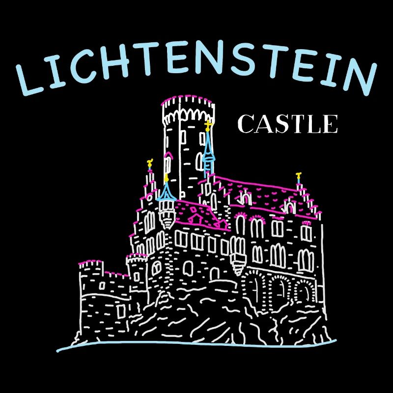 Lichtenstein Castle, Germany, Hand Drawing