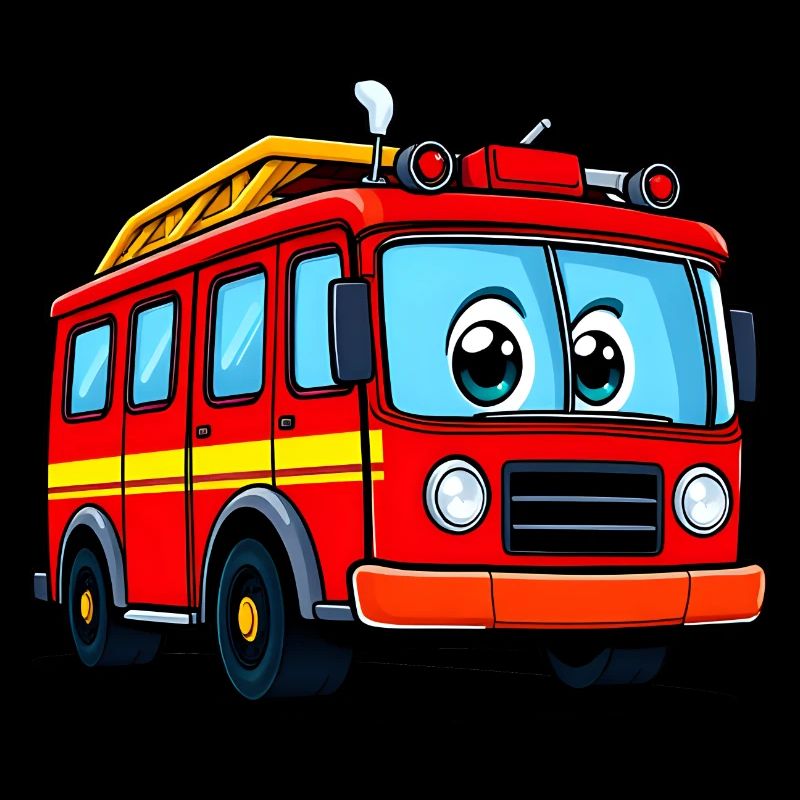 Playful Fire Truck Comic Illustration