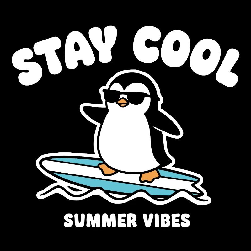 Stay Cool Penguin Surf Summer