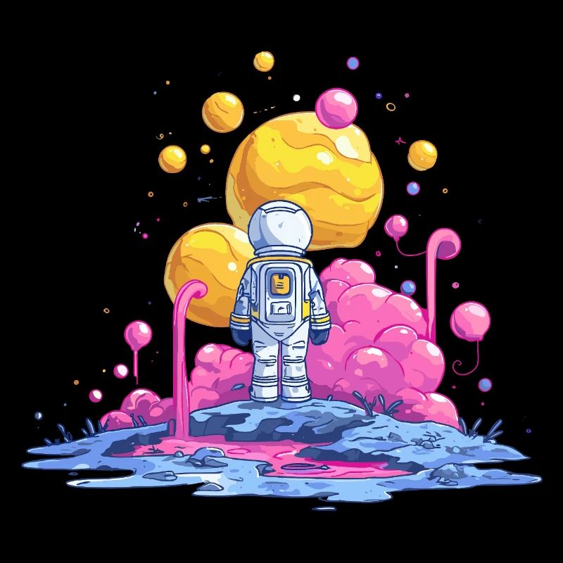 Astronaute sur une planète en couleur