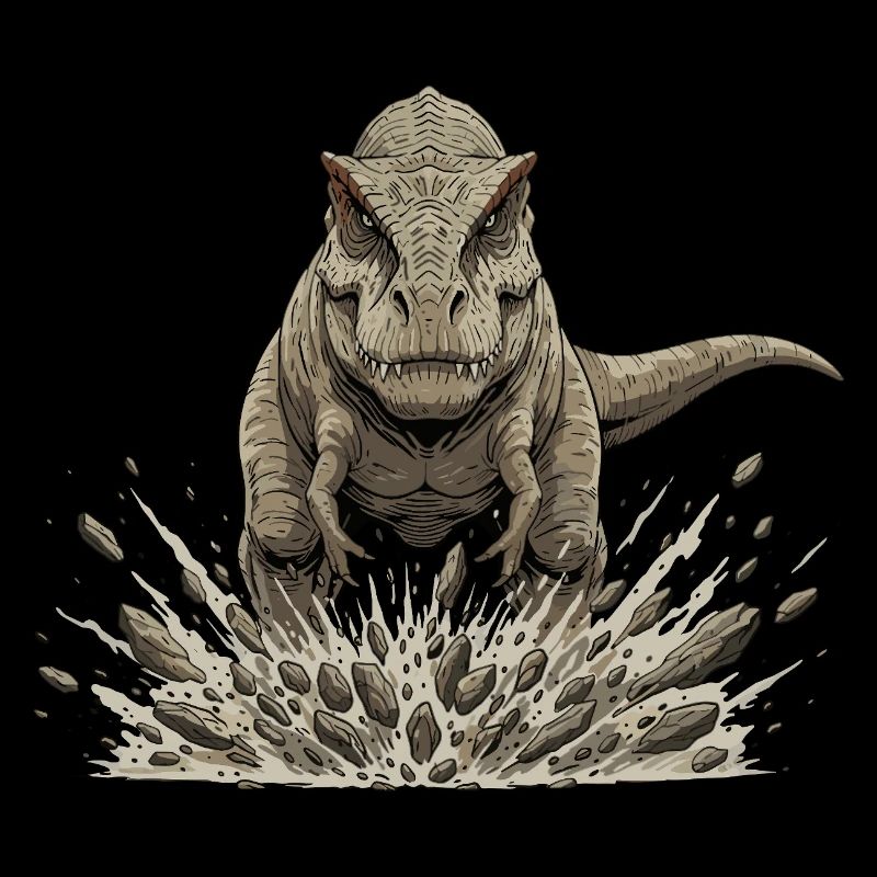Un T-rex jaillit du sol