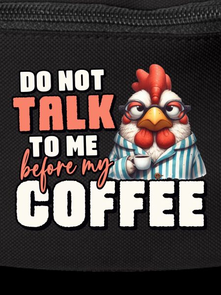 Grumpy rooster with coffee