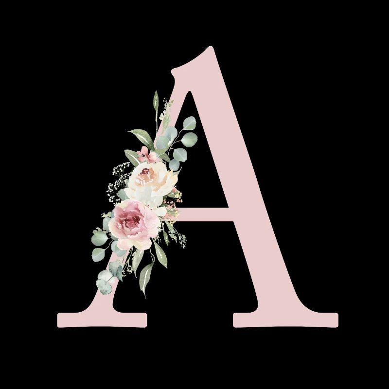 A| Monogramm | Eukalyptus-Pastell-Blumen-Blau