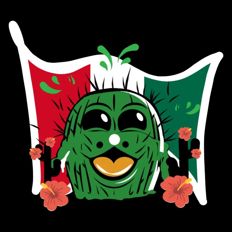 Cactus drôle avec drapeau du Mexique