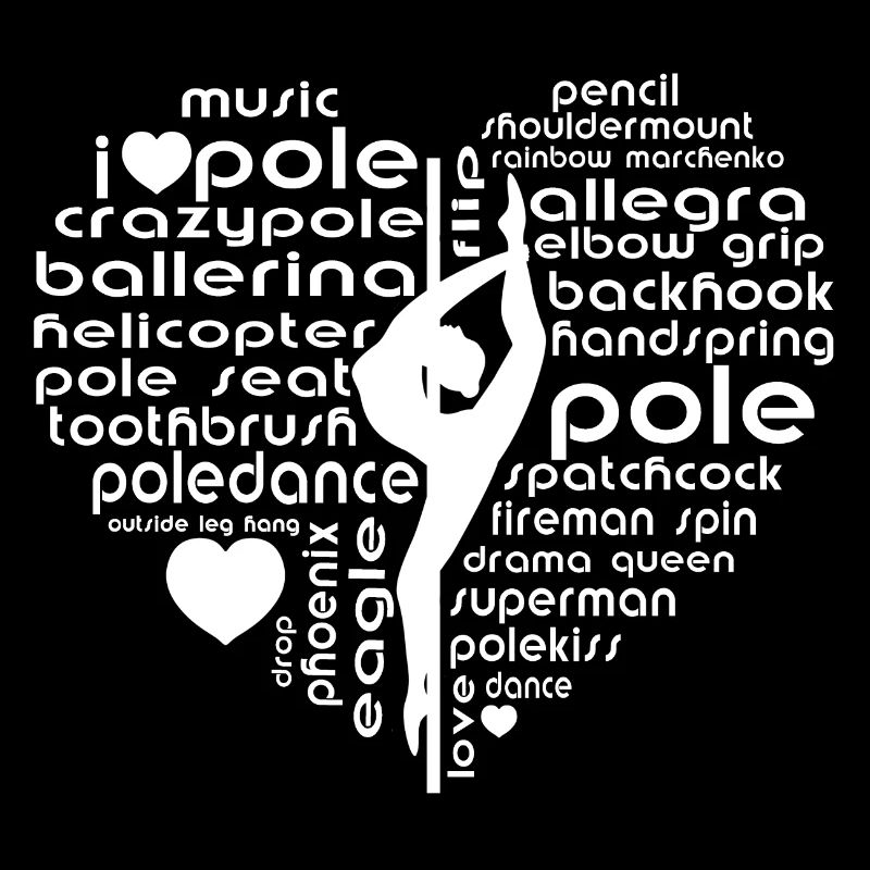 Conception de la silhouette de mots en forme de cœur pour danse au poteau