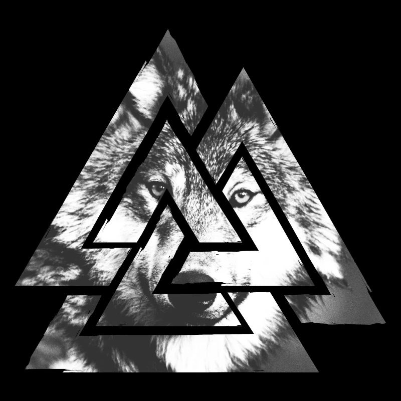 Valknut, Symbol von Odin - Mit Wolf