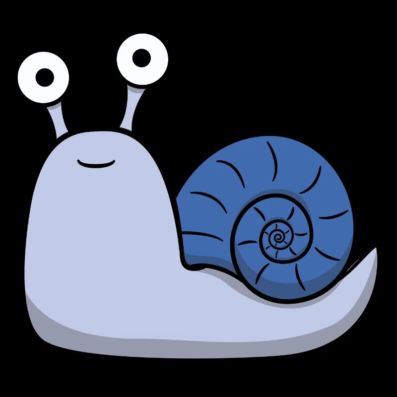 Escargot mignon avec maison en bleu