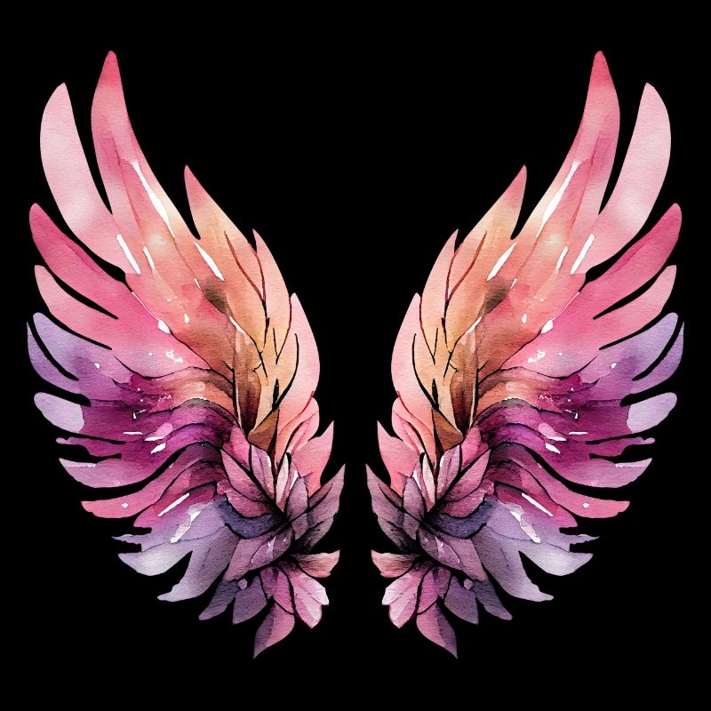 Ailes aquarelle rose et violette