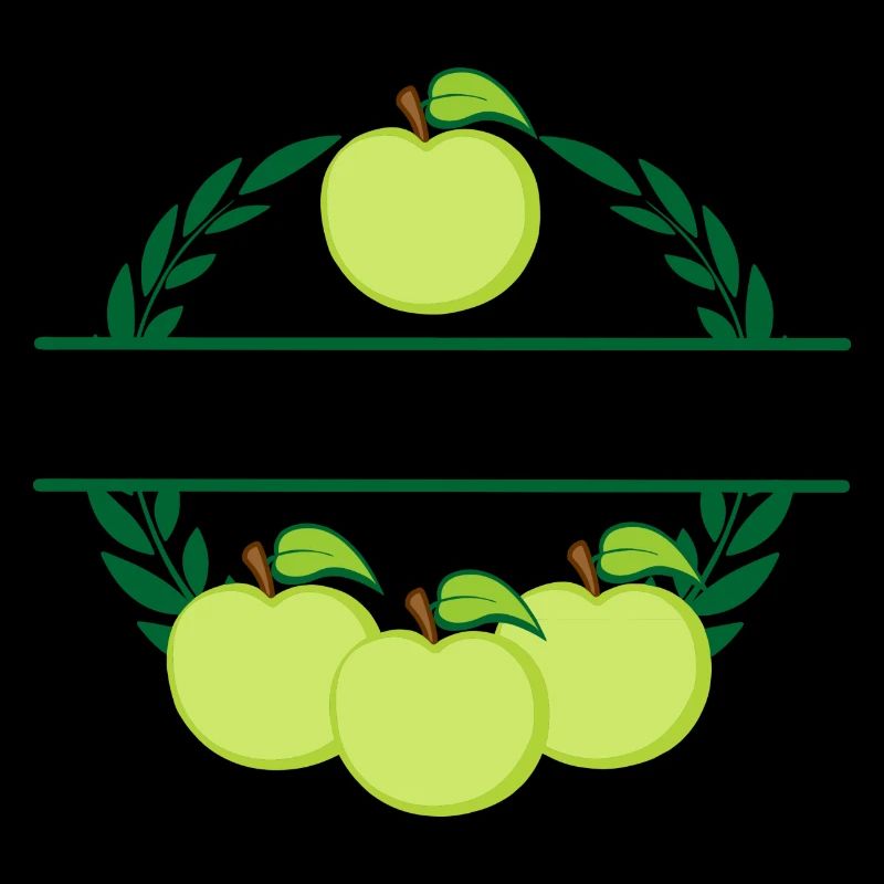 Apples in laurel wreath green apples