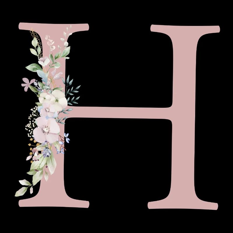 H Monogramm, Floral, personalisierbar