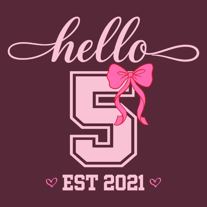 Hello 5 Est 2021 Mädchen Geburtstag Design