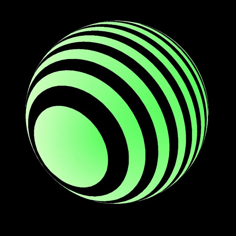 Boule 3D avec rayures vertes