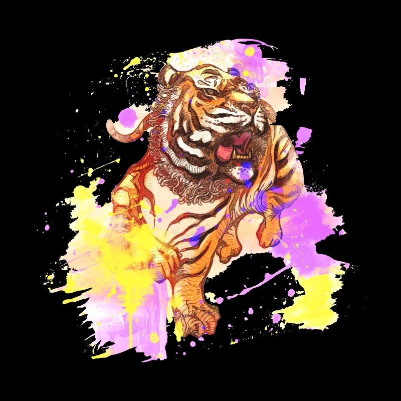 Tiger Splash Grunge Bunt Tier Raubtier Kunst