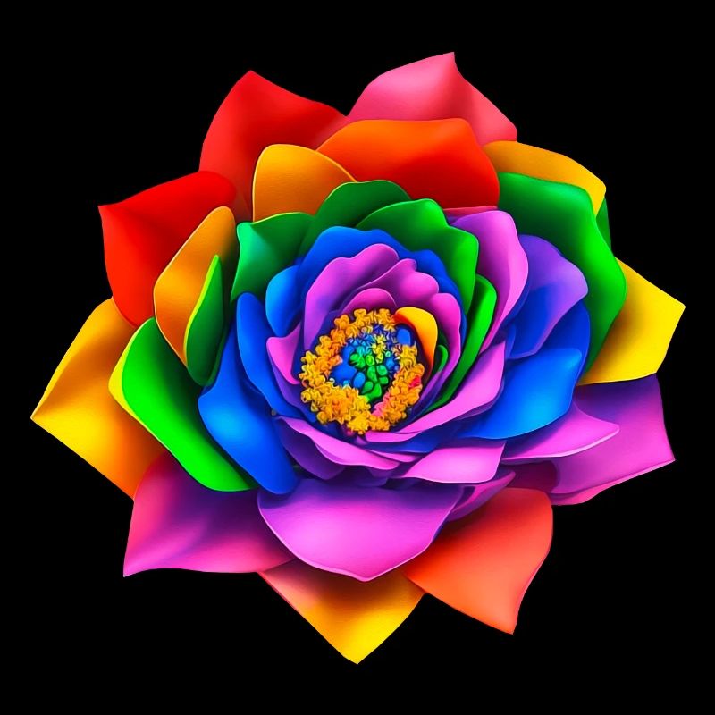 Fleur arc-en-ciel 3D vive